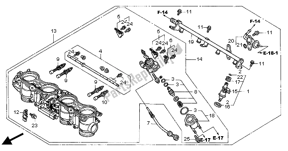 All parts for the Throttle Body of the Honda CBR 600F 2004