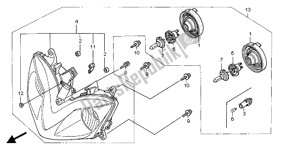 Alle onderdelen voor de Koplamp (eu) van de Honda CBR 600F 2002