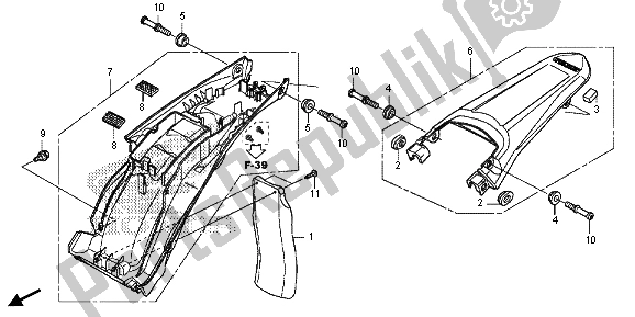 Alle onderdelen voor de Achterspatbord van de Honda CRF 250M 2015