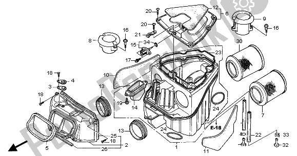 All parts for the Air Cleaner of the Honda VTR 1000 SP 2001