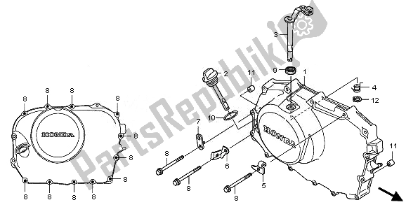 All parts for the Right Crankcase Cover of the Honda VT 750 SA 2010