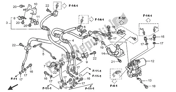 All parts for the Front Brake Hose of the Honda VFR 800A 2005