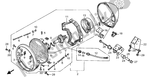 All parts for the Headlight (eu) of the Honda VT 600C 1996