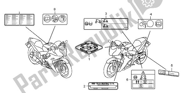Alle onderdelen voor de Waarschuwingsetiket van de Honda CBR 600 FA 2011