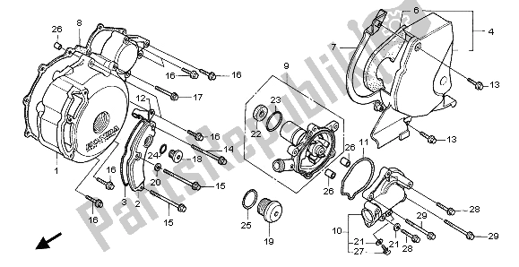 All parts for the Left Crankcase Cover & Water Pump of the Honda XRV 750 Africa Twin 1995