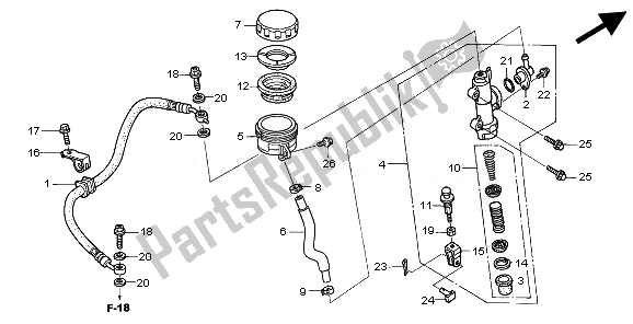 All parts for the Rr. Brake Master Cylinder of the Honda TRX 680 FA Fourtrax Rincon 2010