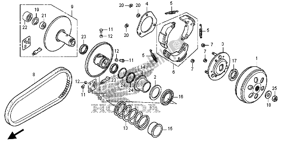 Alle onderdelen voor de Gedreven Gezicht van de Honda FES 125A 2012