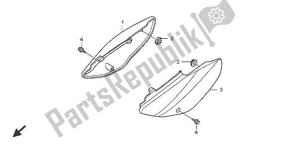 All parts for the Side Cover of the Honda CRF 70F 2005