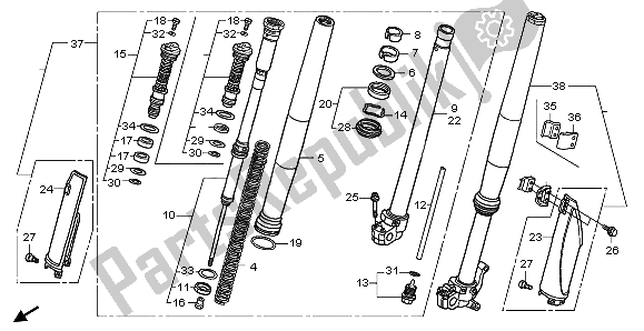 All parts for the Front Fork of the Honda CRF 450R 2007