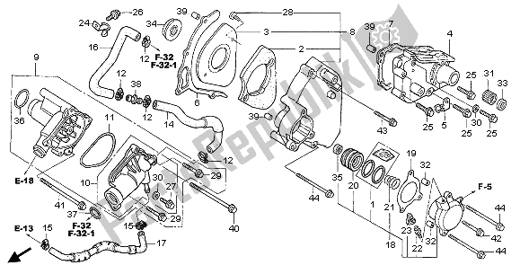 All parts for the Left Rear Cover & Water Pump of the Honda CB 1300F 2003