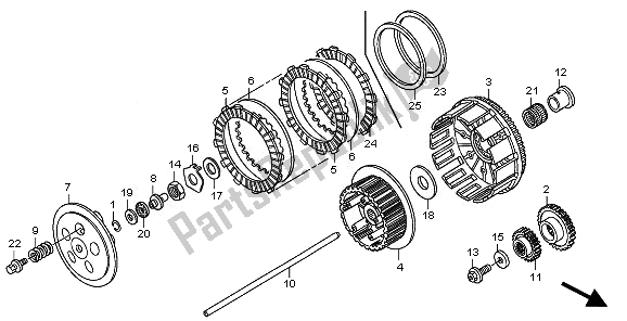 All parts for the Clutch of the Honda CRF 250R 2008
