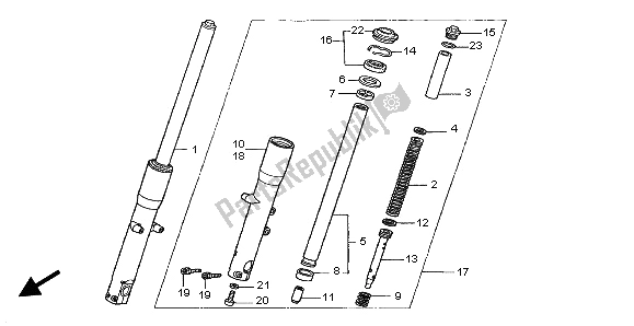 All parts for the Front Fork of the Honda VT 750 DC 2002