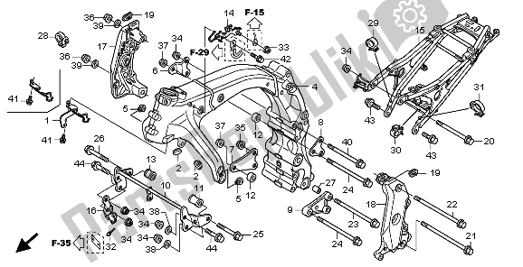 Alle onderdelen voor de Frame Lichaam van de Honda CB 600F3A Hornet 2009