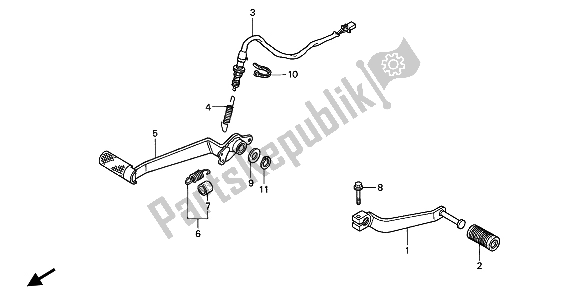 All parts for the Pedal of the Honda VFR 750F 1994