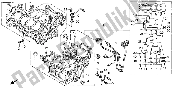 Todas las partes para Caja Del Cigüeñal de Honda CBR 600F 2007