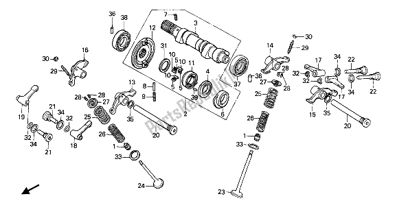 All parts for the Camshaft & Valve of the Honda XBR 500S 1988