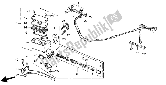 Alle onderdelen voor de Koppeling Hoofdremcilinder van de Honda GL 1500 SE 1998
