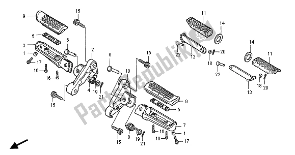 All parts for the Step of the Honda CB 750F2 2001