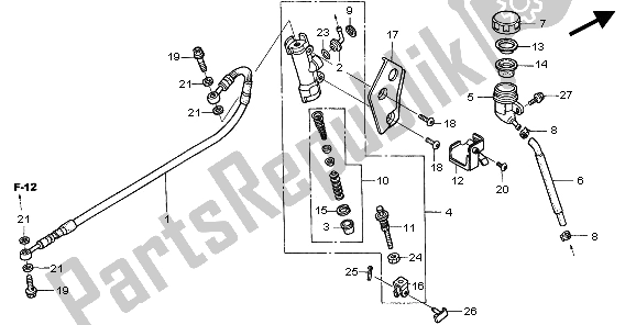 Todas as partes de Cilindro Mestre Do Freio Traseiro do Honda XR 250R 1997