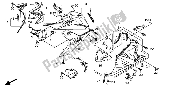 All parts for the Lower Cowl (l.) of the Honda CBR 600 RA 2011