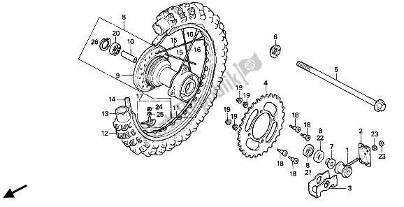 Todas las partes para Rueda Trasera de Honda CR 80R 1991