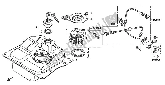 All parts for the Fuel Tank of the Honda NPS 50 2005