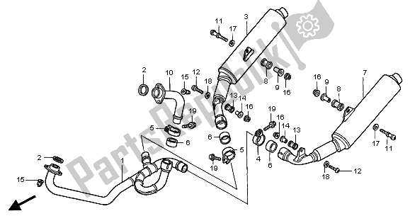 Tutte le parti per il Silenziatore Di Scarico del Honda VTR 1000F 2001