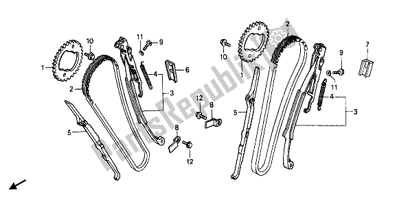 Toutes les pièces pour le Chaîne Et Tendeur De Came du Honda XRV 750 Africa Twin 1992