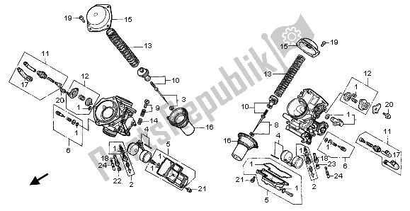 All parts for the Carburetor (component Parts) of the Honda XL 600V Transalp 1995