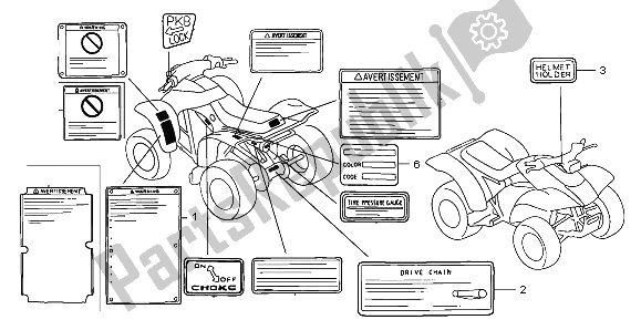 Tutte le parti per il Etichetta Di Avvertenza del Honda TRX 300 EX Sporttrax 2001