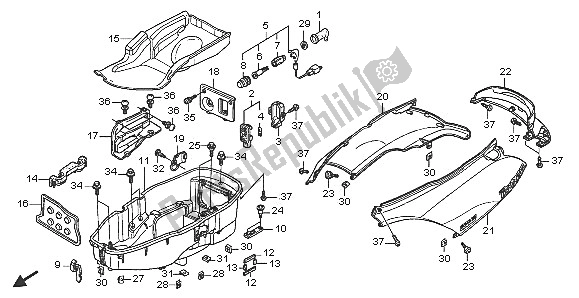 All parts for the Body Cover & Luggage Box of the Honda FES 125 2005