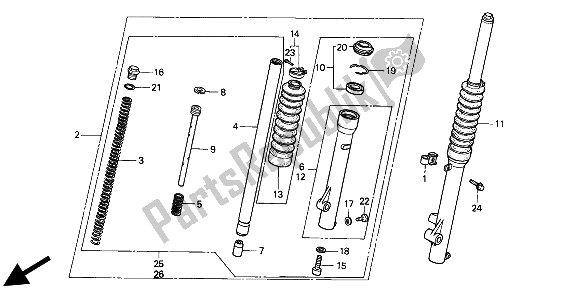 Toutes les pièces pour le Fourche Avant du Honda XR 80R 1993