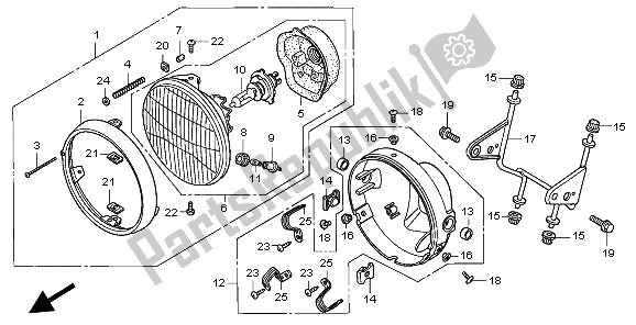 Tutte le parti per il Faro (eu) del Honda SLR 650 1997