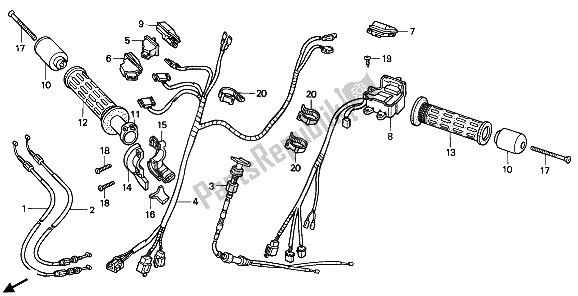 Todas las partes para Interruptor Y Cable de Honda PC 800 1989