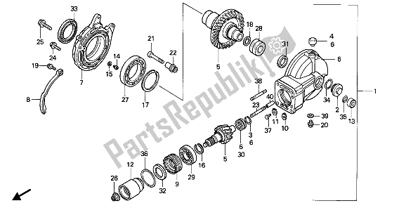 All parts for the Final Driven Gear of the Honda NTV 650 1988