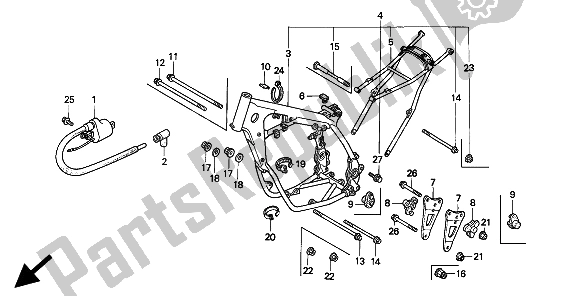 All parts for the Frame Body & Ignition Coil of the Honda CR 125R 1994