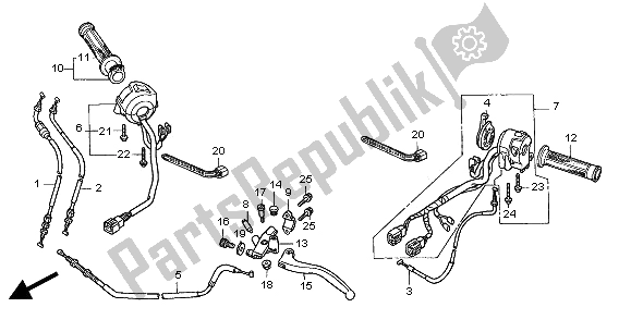 Todas las partes para Manejar Palanca E Interruptor Y Cable de Honda CB 600F2 Hornet 2002