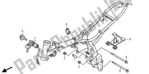 All parts for the Frame Body of the Honda CRF 50F 2012