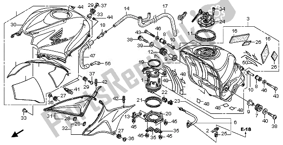 All parts for the Fuel Tank of the Honda CBR 600 RR 2008