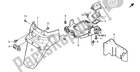 All parts for the Rear Fender of the Honda SCV 100F 2007