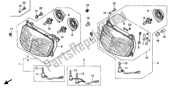 Alle onderdelen voor de Koplamp (uk) van de Honda VFR 750F 1993