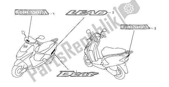 Alle onderdelen voor de Mark van de Honda SCV 100F 2006