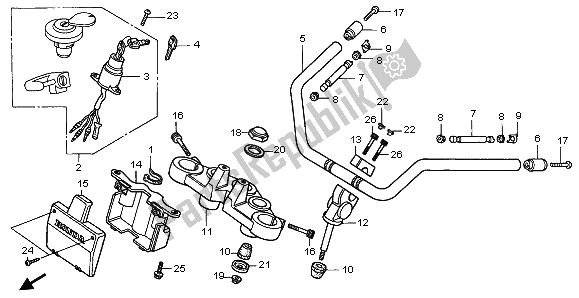 All parts for the Handle Pipe & Top Bridge of the Honda CMX 250C 1997