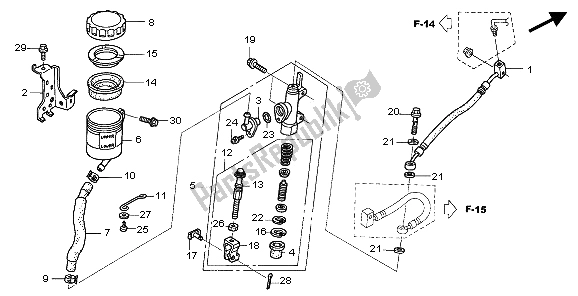 All parts for the Rr. Brake Master Cylinder of the Honda ST 1300 2007