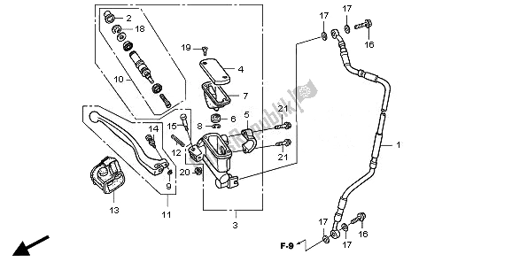 All parts for the Fr. Brake Master Cylinder of the Honda CRF 250X 2008