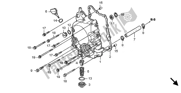 Alle onderdelen voor de Rechter Carterdeksel van de Honda SH 150 2011