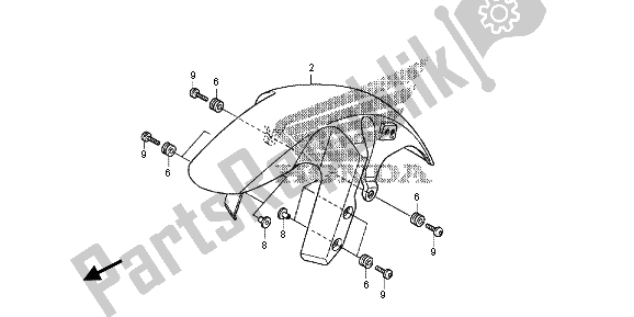 All parts for the Front Fender of the Honda VFR 1200X 2013