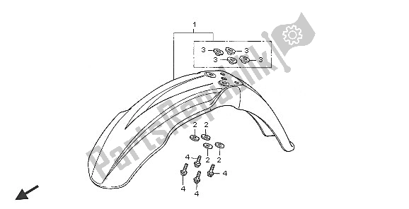 All parts for the Front Fender of the Honda CRF 250R 2005