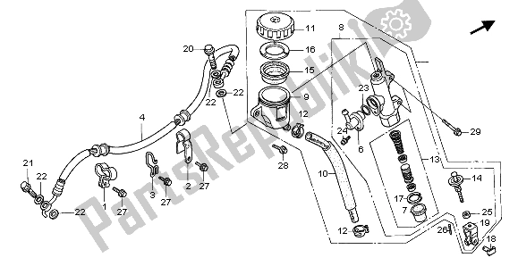All parts for the Rear Brake Master Cylinder of the Honda CBR 1000F 1998