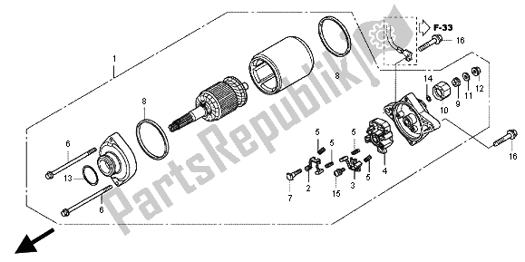 All parts for the Starting Motor of the Honda TRX 420 FA Fourtrax Rancher AT 2012